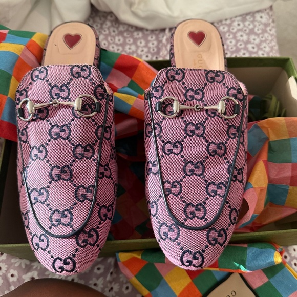 Gucci pink gg canvas mules - Picture 1 of 3